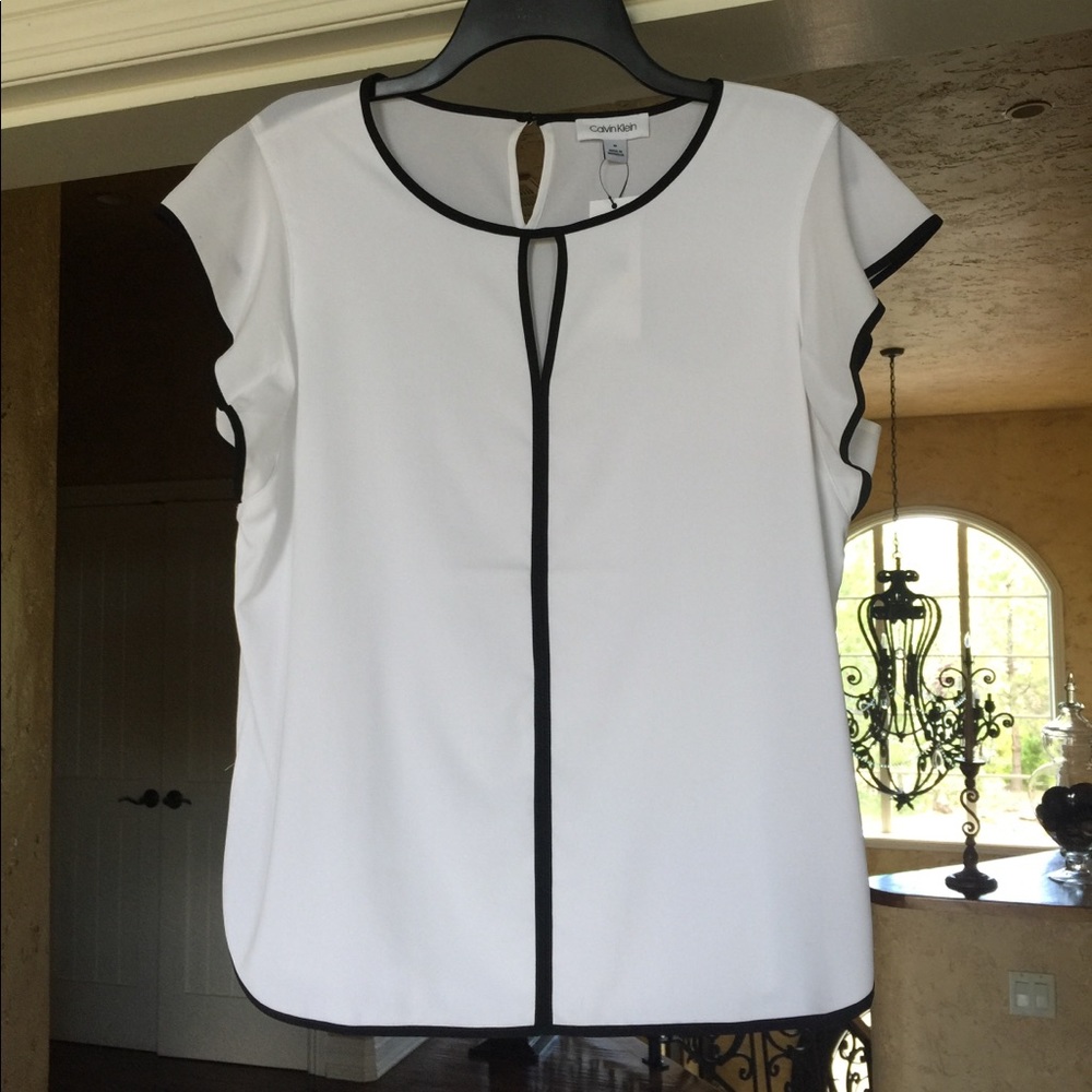 Calvin Klein NWT White and Black Blouse
